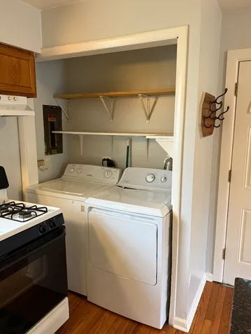 a utility room with dryer and washer