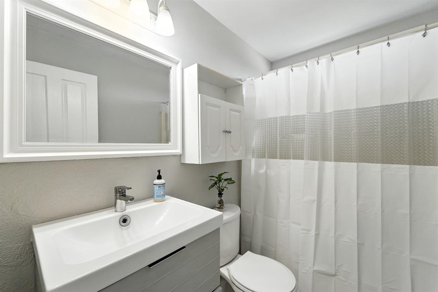 2422 Cheyenne Road Copperopolis, CA 95228 - Photo 36 of 64 a bathroom with a sink a toilet and shower curtain