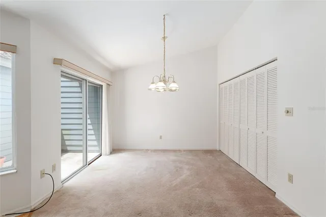 a view of a room with windows