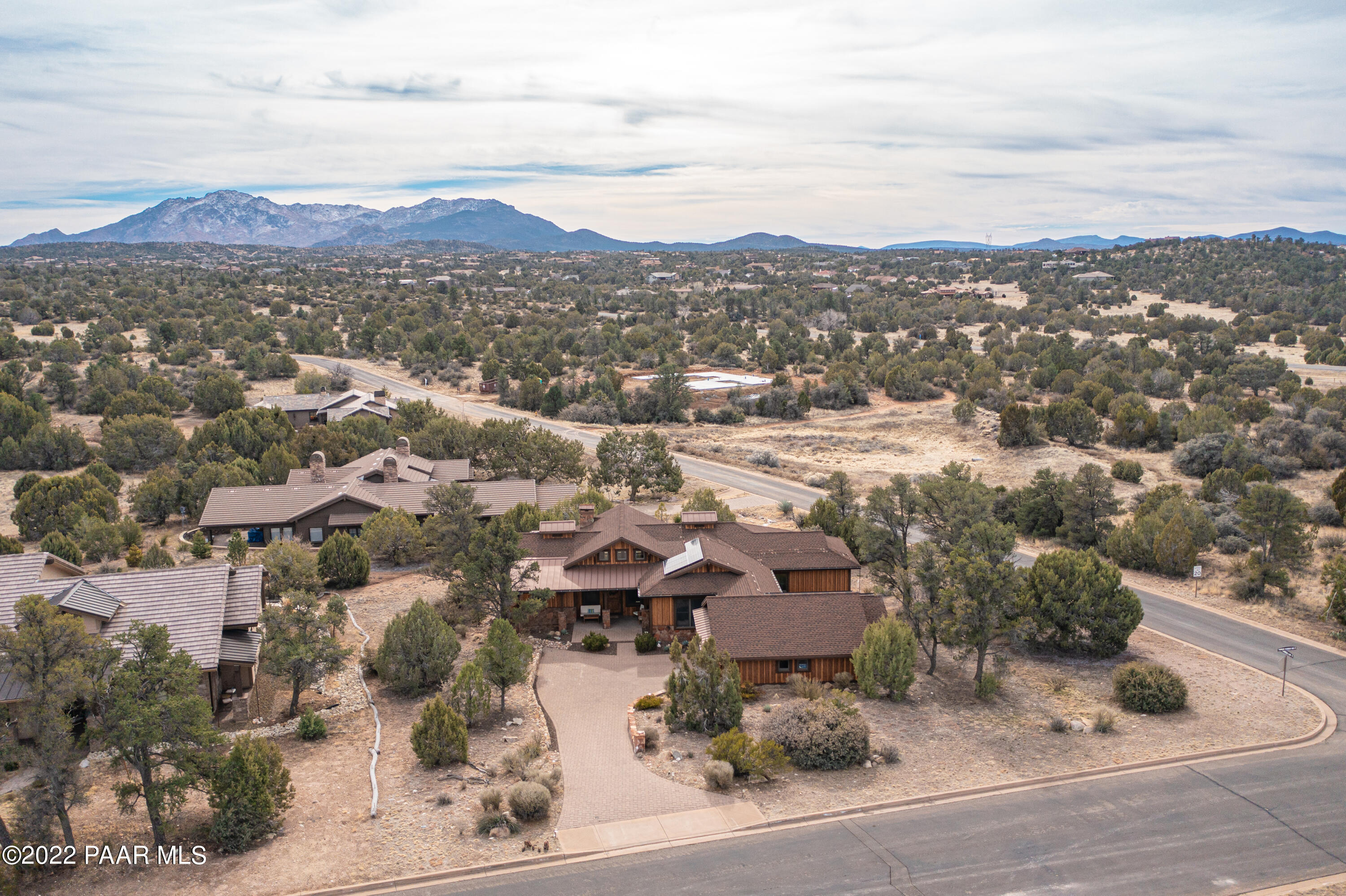 5695 West Three Forks Road Prescott, AZ 86305 - Photo 36 of 48 an aerial view of residential houses with outdoor space and trees