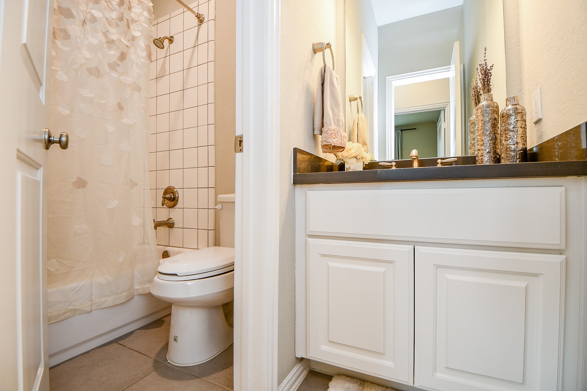 4523 Juniper Ridge Lane Manvel, TX 77578 - Photo 22 of 38 a bathroom with a sink and a mirror