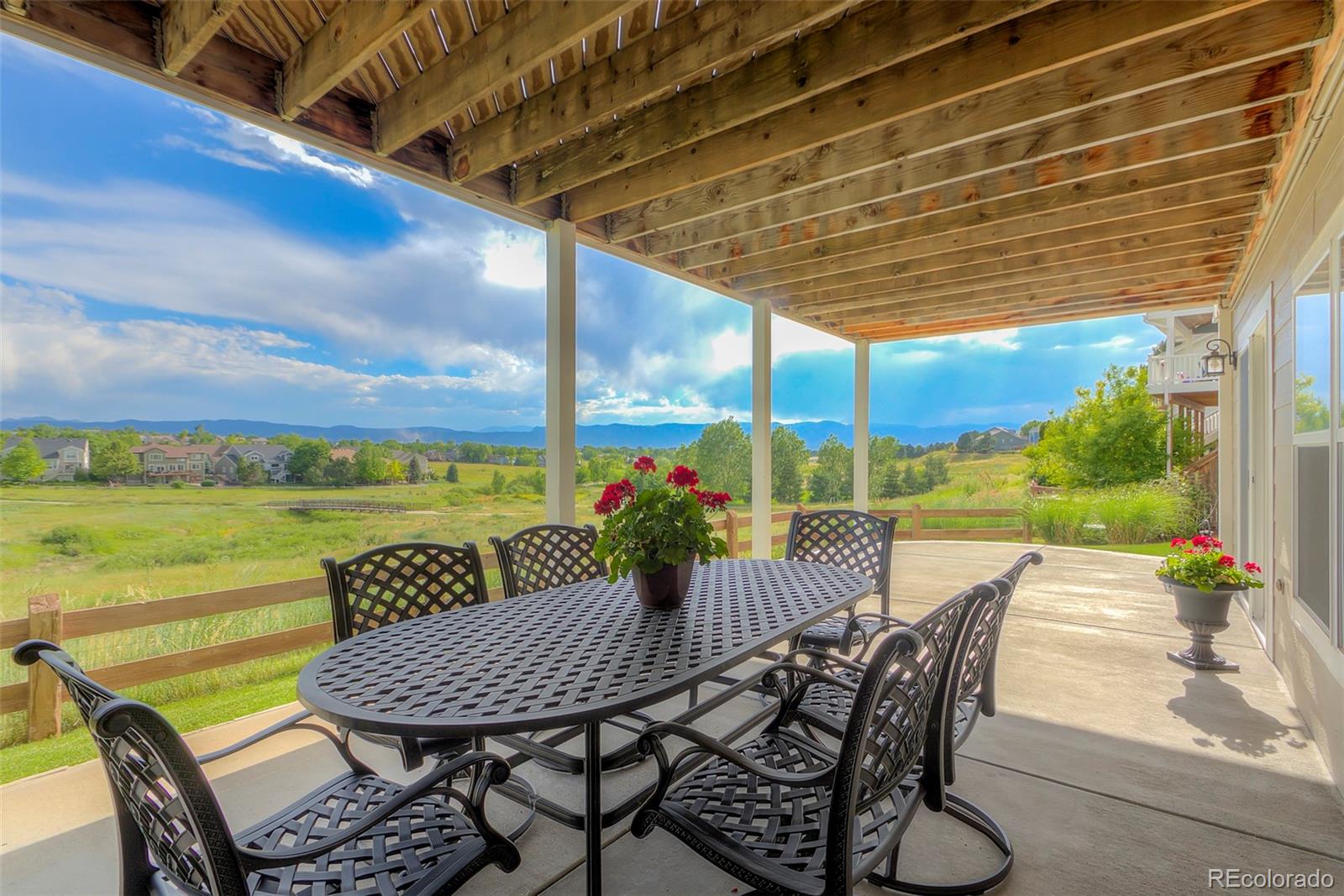 456 West Angus Way Highlands Ranch, CO 80129 - Photo 35 of 40 a view of a patio with a table chairs and a patio