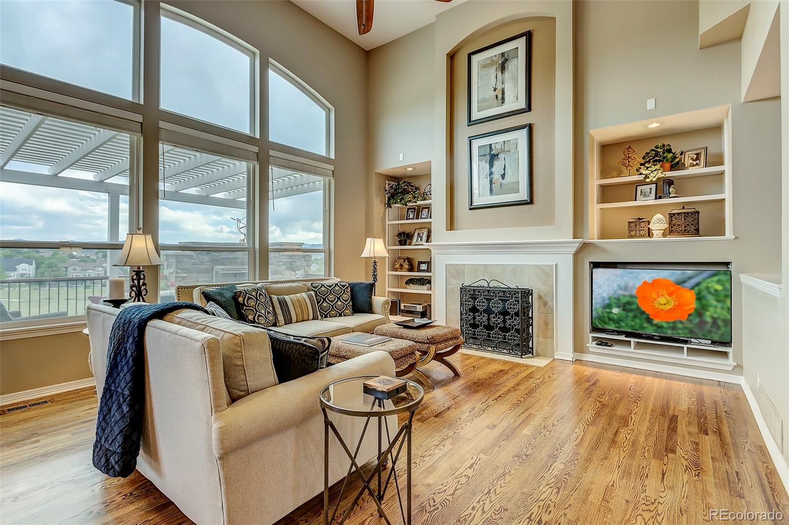 456 West Angus Way Highlands Ranch, CO 80129 - Photo 7 of 40 a living room with fireplace furniture and a fireplace