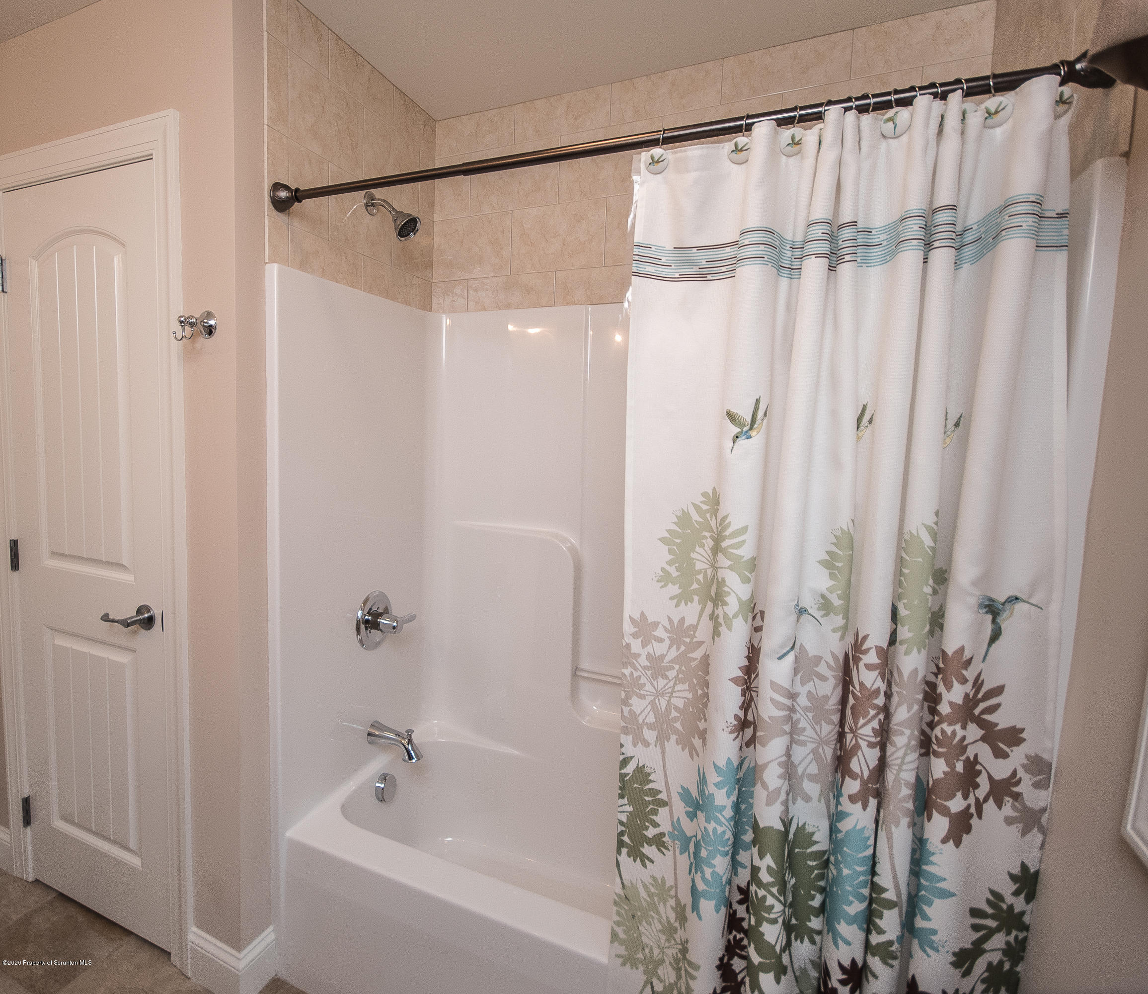 121 Highland Road Moscow, PA 18444 - Photo 74 of 93 a bathroom with a shower curtain and a shower curtain