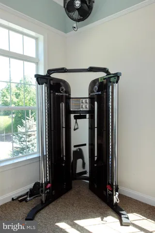 an outdoor space with furniture