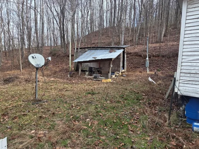 a view of backyard with green space