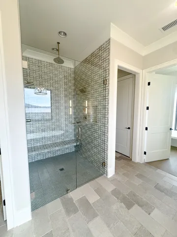 a bathroom with a shower