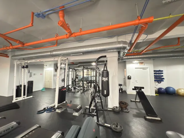 a room with gym equipment