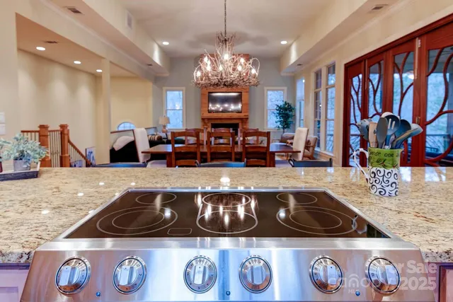 a kitchen with a stove and a sink