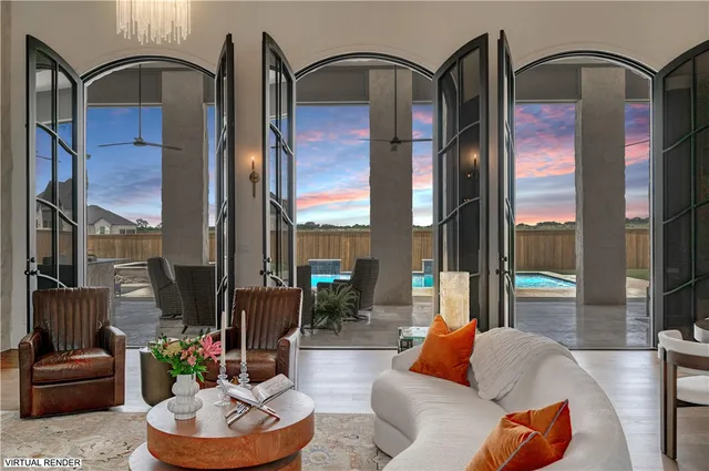 a view of an empty room and workspace