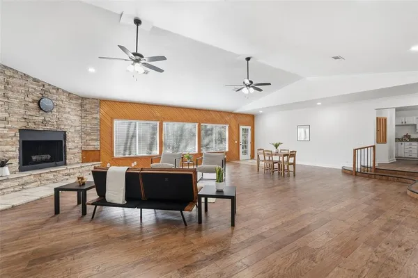 a living room with furniture