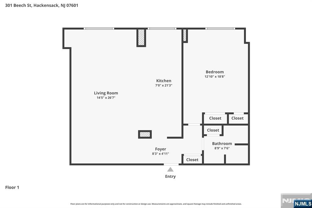 301 Beech Street, Unit 2F Hackensack, NJ 07601 - Photo 20 of 21 a picture of a floor plan