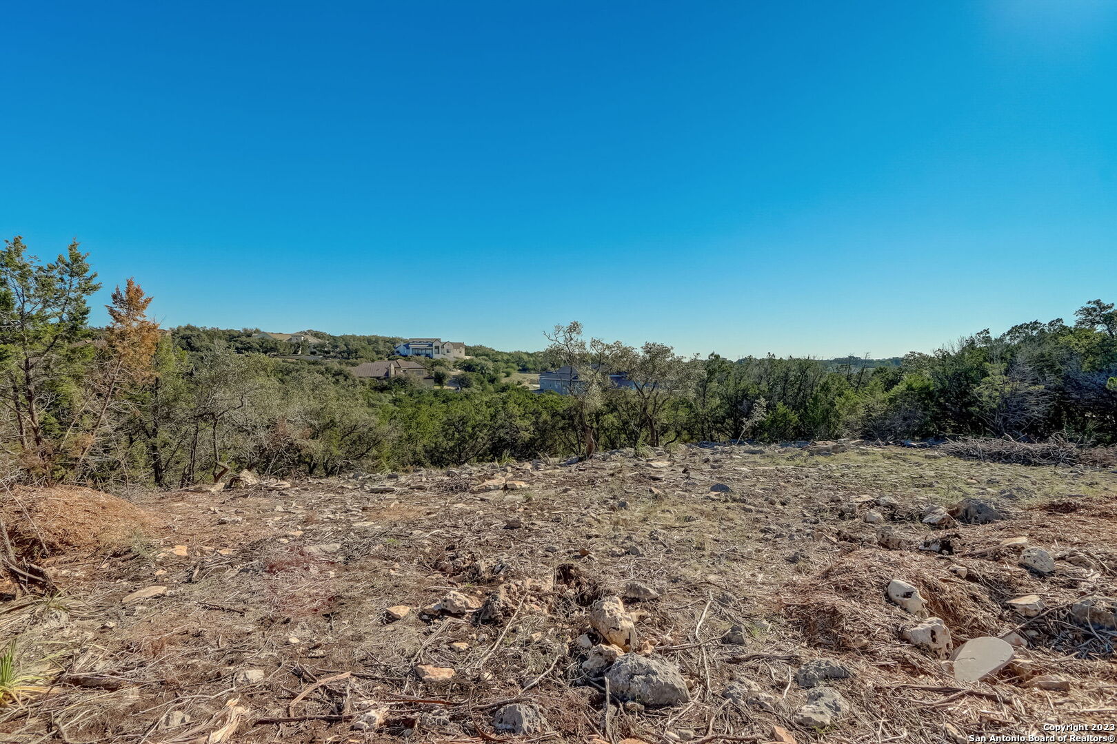 22740 Fossil Ridge San Antonio, TX 78261 - Photo 14 of 18 a view of a dry yard with trees in the background