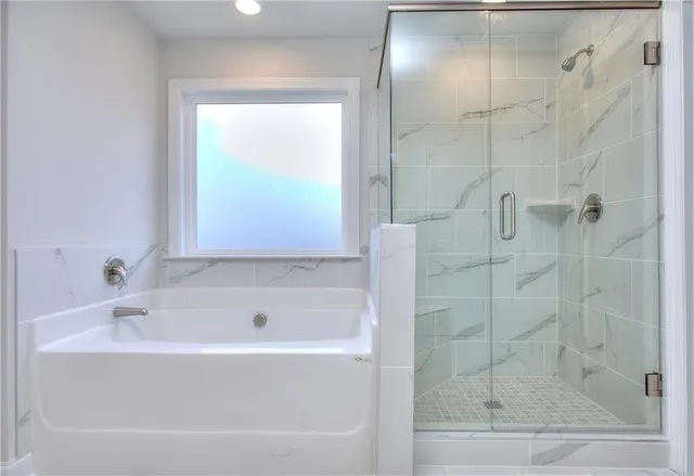 a bathroom with a bathtub