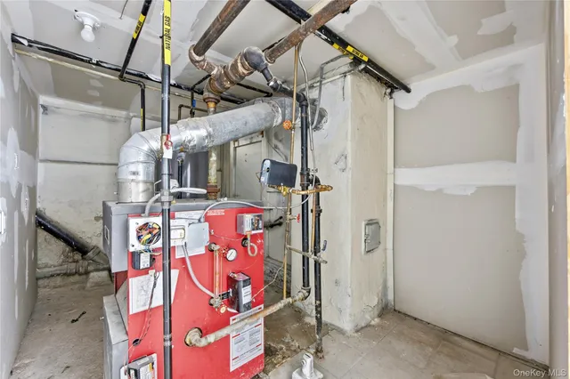 a storage room with cabinets