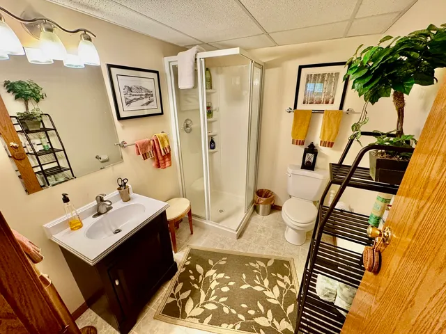 a view of a patio on the roof deck