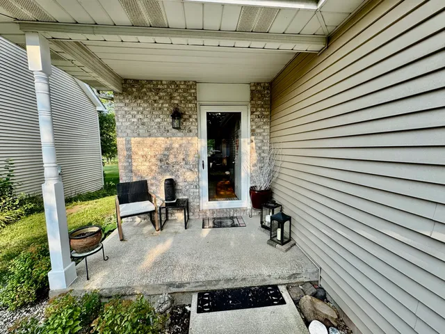 an outdoor view of garden with patio