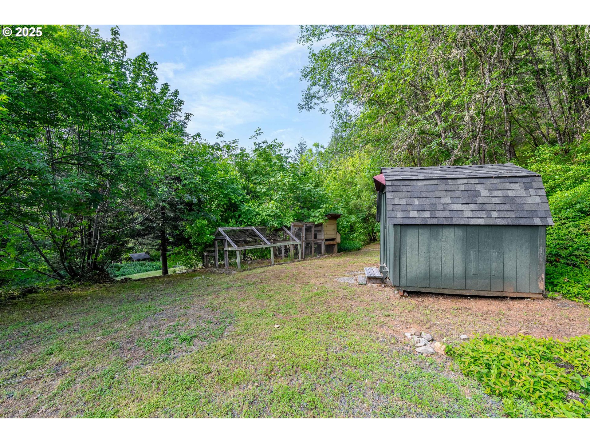 988 Savage Creek Road Grants Pass, OR 97527 - Photo 40 of 48 a view of a backyard with plants and large tree