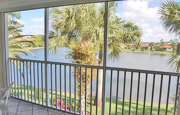 a view of a balcony with lake view