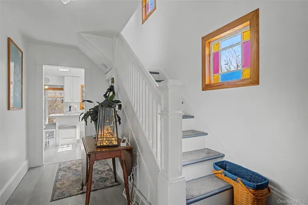a view of hallway with stairs
