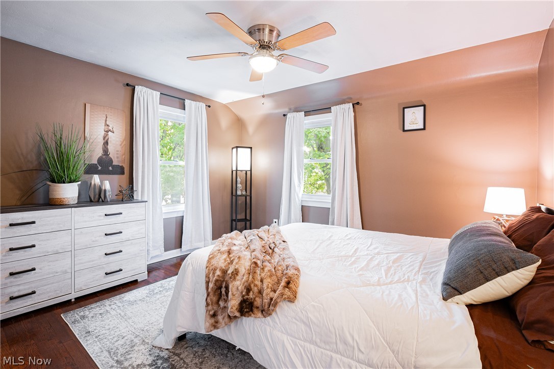 9630 Snow Road Cleveland, OH 44130 - Photo 25 of 31 Bedroom featuring dark hardwood / wood-style flooring and ceiling fan