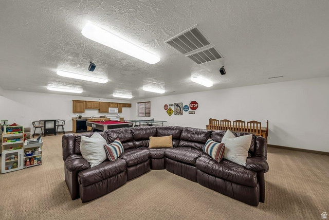 841 1010 S Street St. George, UT 84790 - Photo 21 of 33 Living room with a textured ceiling and light carpet