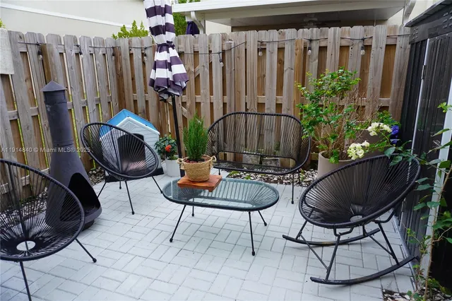 a view of an chairs in patio