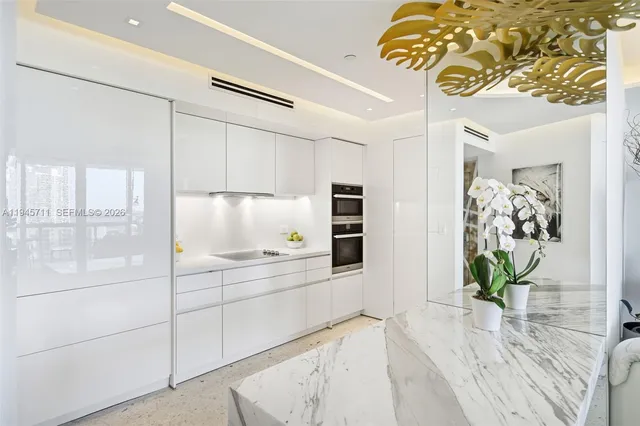 a view of a kitchen with a window