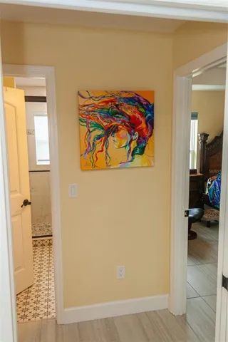 a view of a swimming pool with a yard