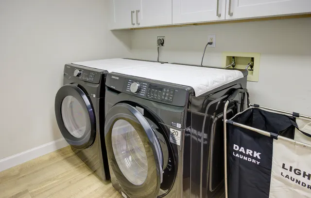 a front view of a building with glass windows