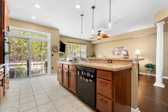 a view of a hallway with workspace