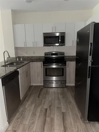 a close view of a refrigerator in kitchen