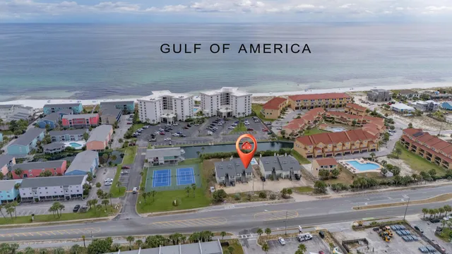 an aerial view of a house