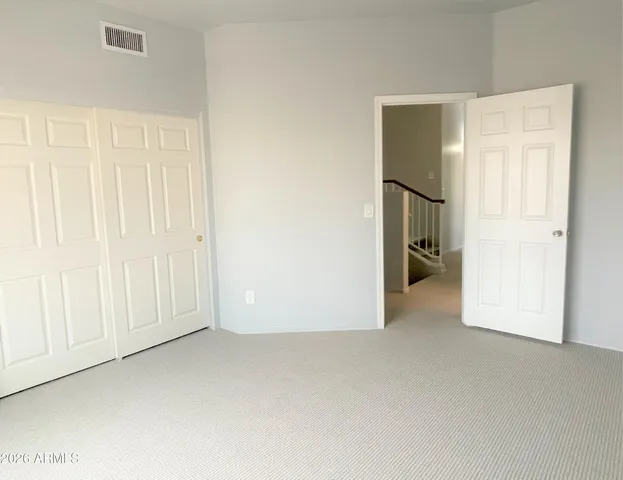 an empty room with a door