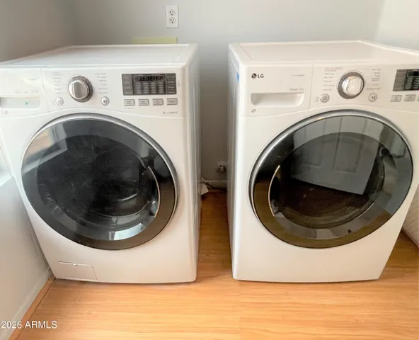 a utility room with dryer and washer