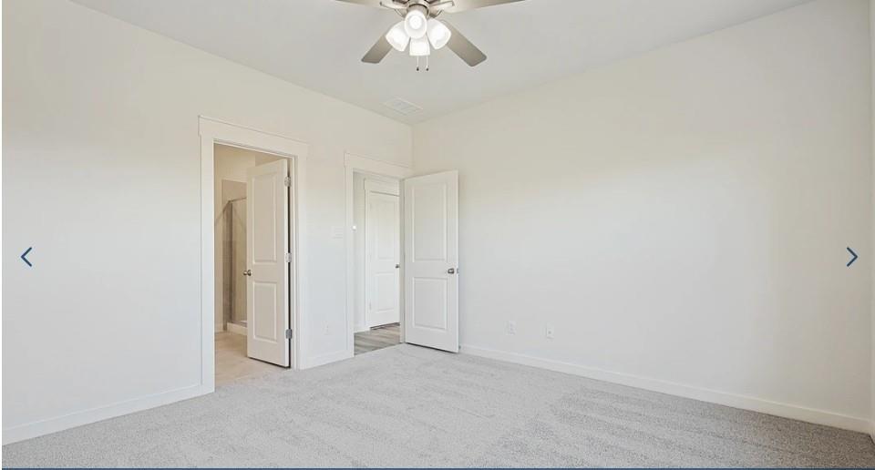520 Weller Road McKinney, TX 75069 - Photo 8 of 12 Unfurnished bedroom with light carpet, baseboards, and a ceiling fan