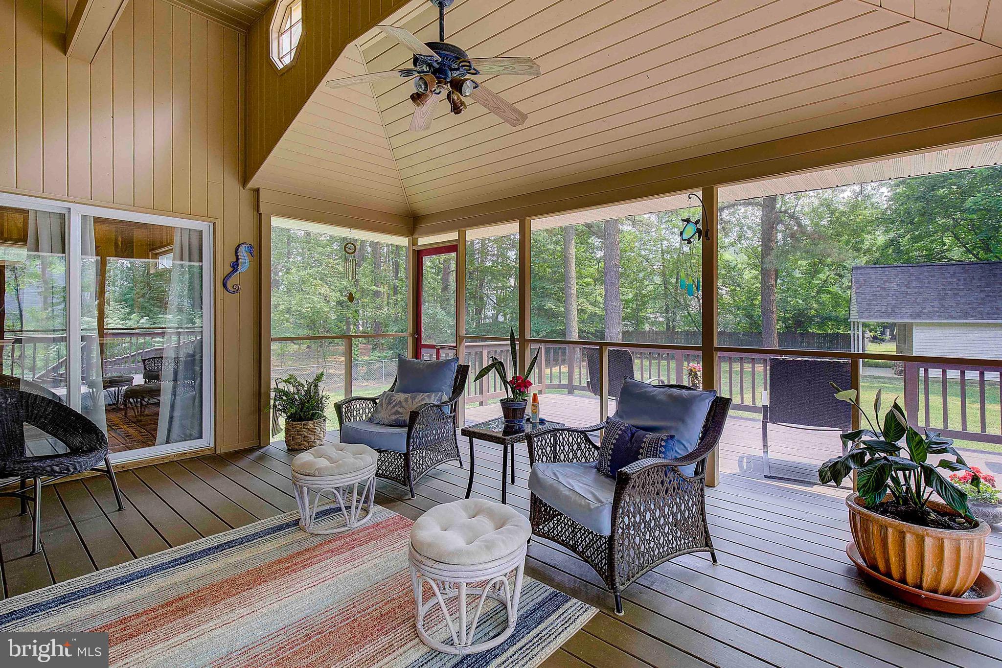 208 Dorchester Road Stevensville, MD 21666 - Photo 12 of 36 Cozy screened porch with vaulted ceiling