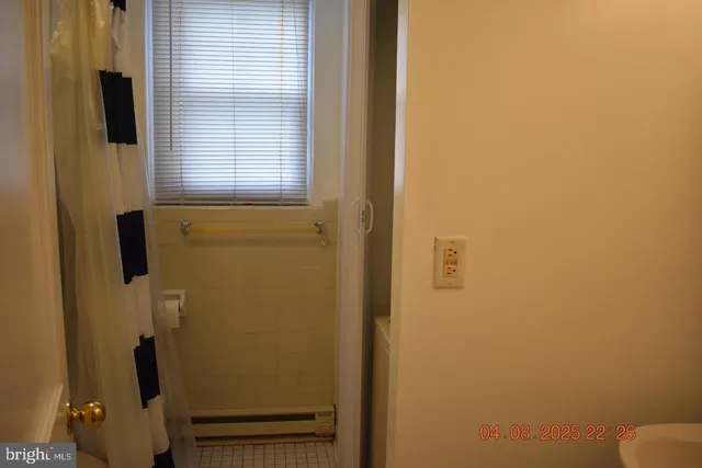 a bathroom with a window