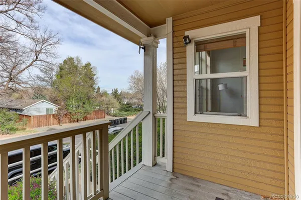 a view of a balcony from a window