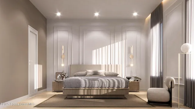 a bedroom with bed and window