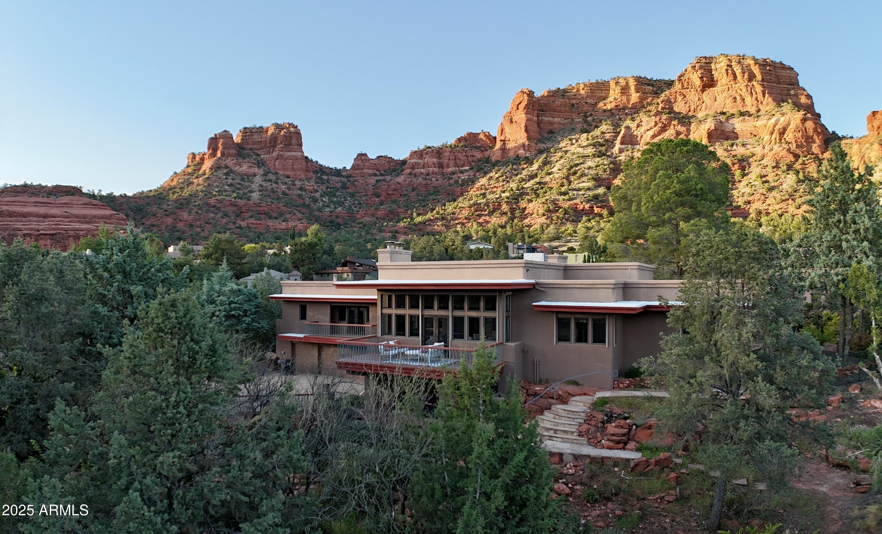 115 Merry Go Round Rock Road Sedona, AZ 86351 - Photo 27 of 33 115 MGRR Drone of front of home