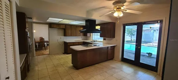 a living room with a large window
