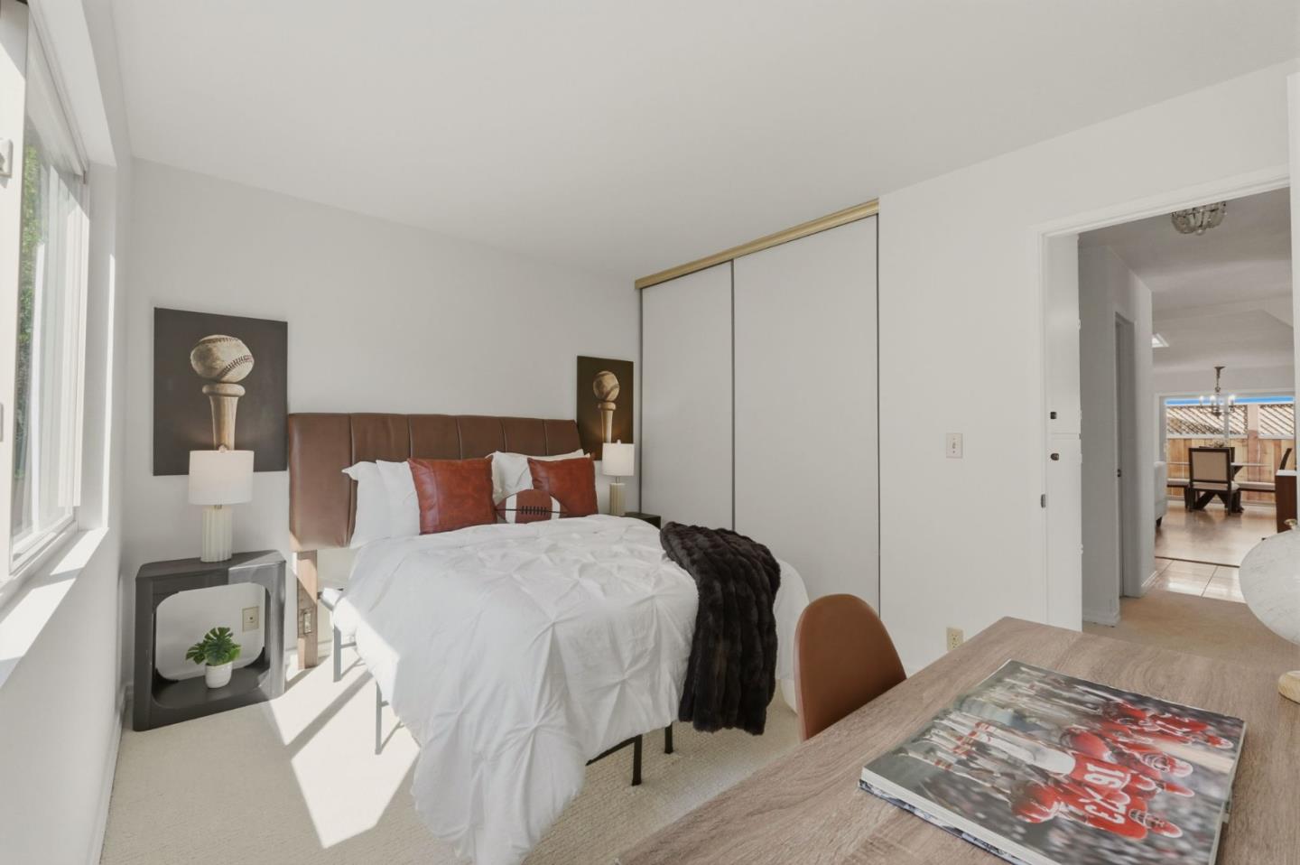 7577 Bollinger Road Cupertino, CA 95014 - Photo 35 of 56 a bedroom with a bed and a lamp with window