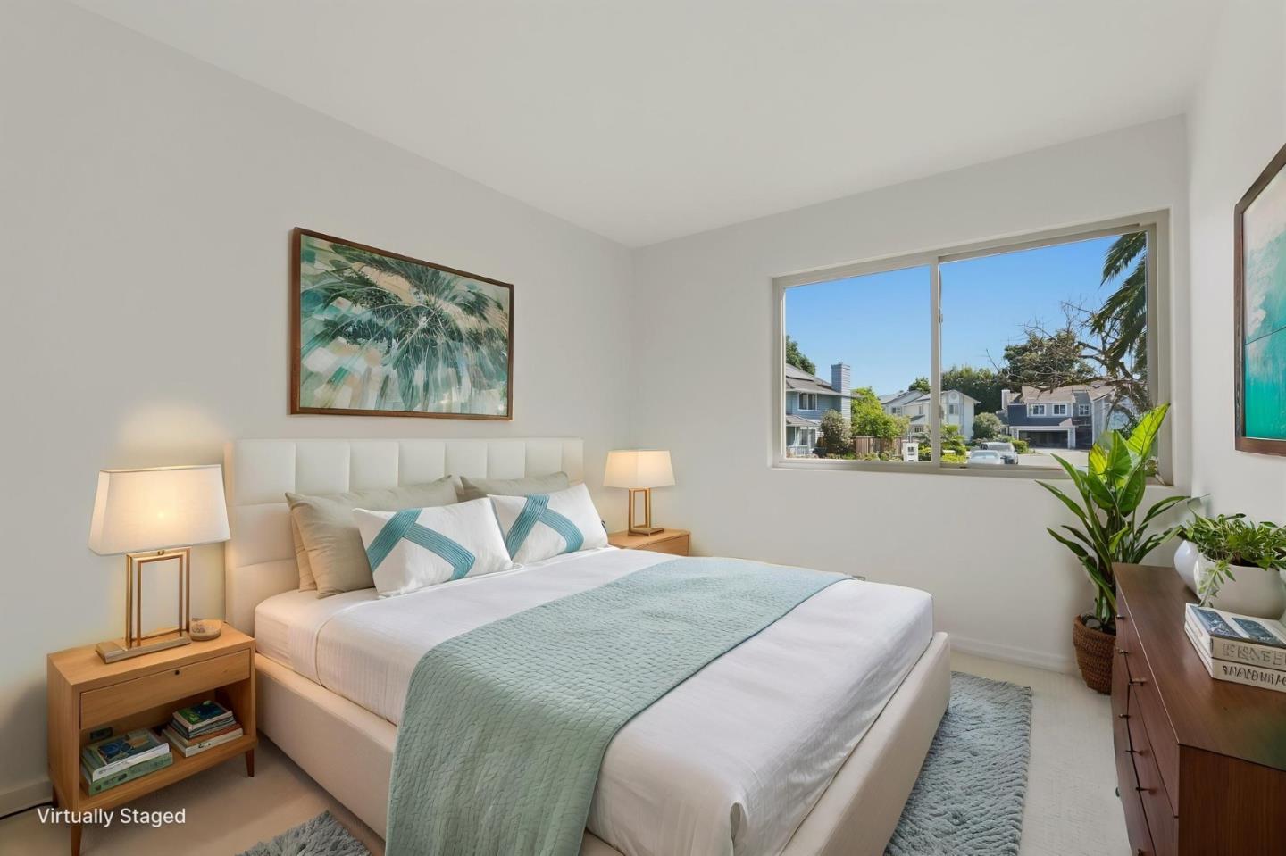 7577 Bollinger Road Cupertino, CA 95014 - Photo 38 of 56 a bedroom with bed and a painting on the wall