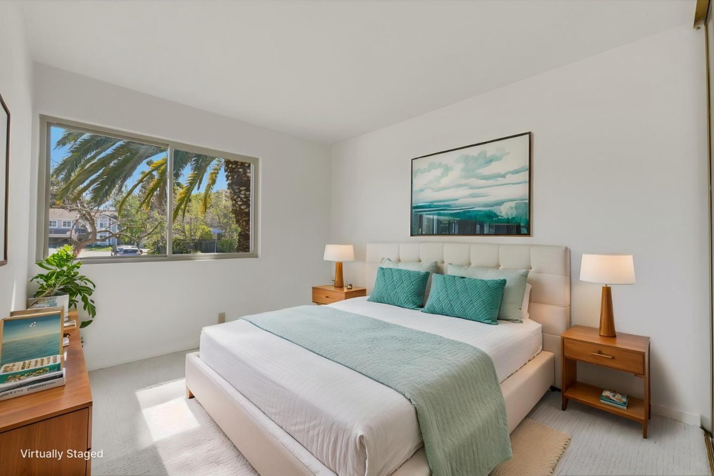 7577 Bollinger Road Cupertino, CA 95014 - Photo 39 of 56 a bedroom with a bed and a painting on the wall