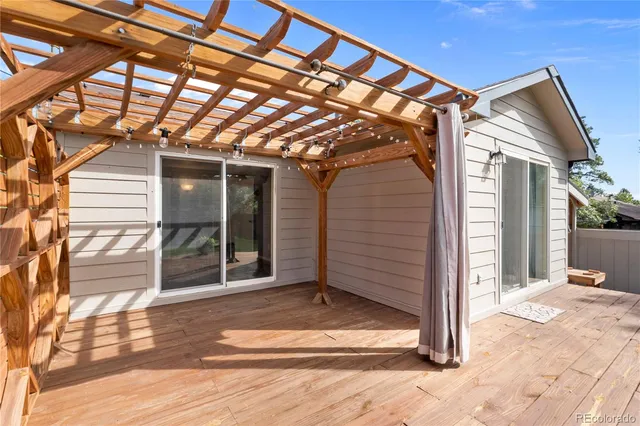 a view of a porch with a patio