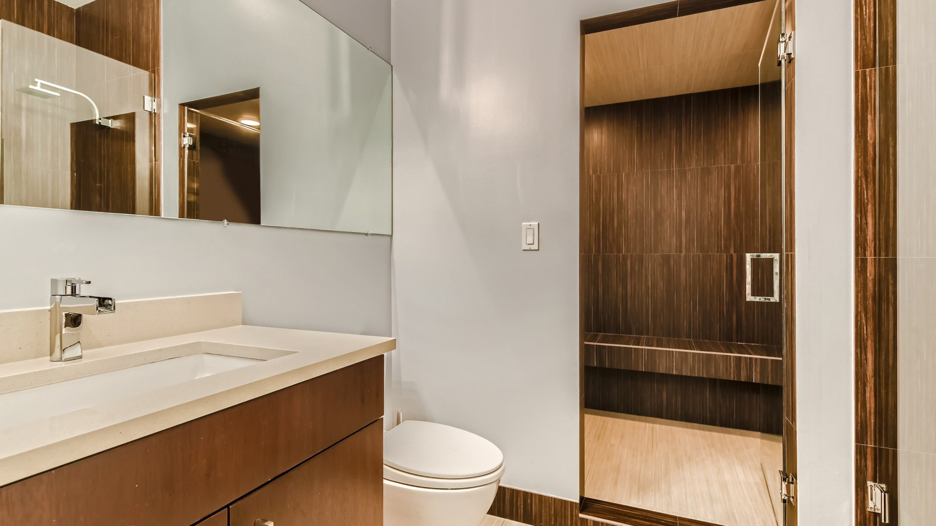 2144 West Rice Street, Unit 1E Chicago, IL 60622 - Photo 13 of 20 a bathroom with a sink a toilet and shower