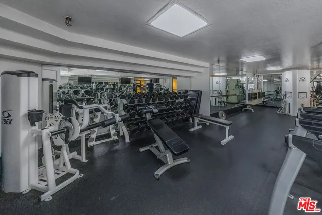 a view of a room with gym equipment