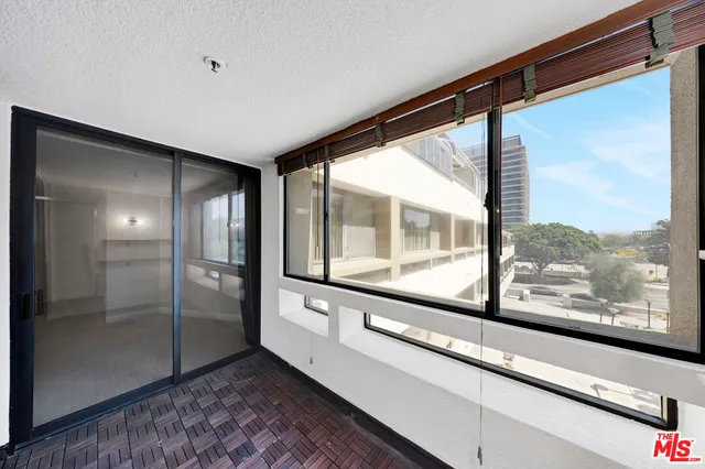 a view of a large room with a large window