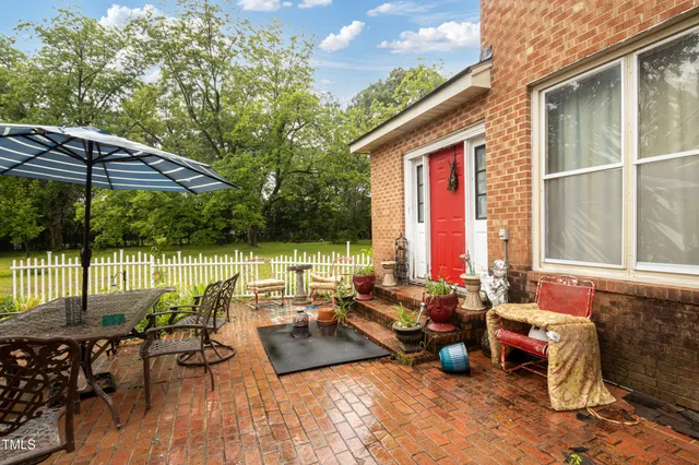 an outdoor space with patio